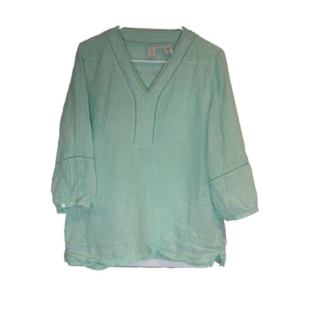 Joie Seafoam Green 100% Linen Blouse Top M